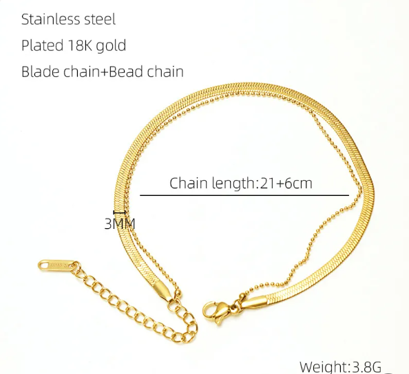 Women's 18K Gold Plated Titanium Steel Anklet
