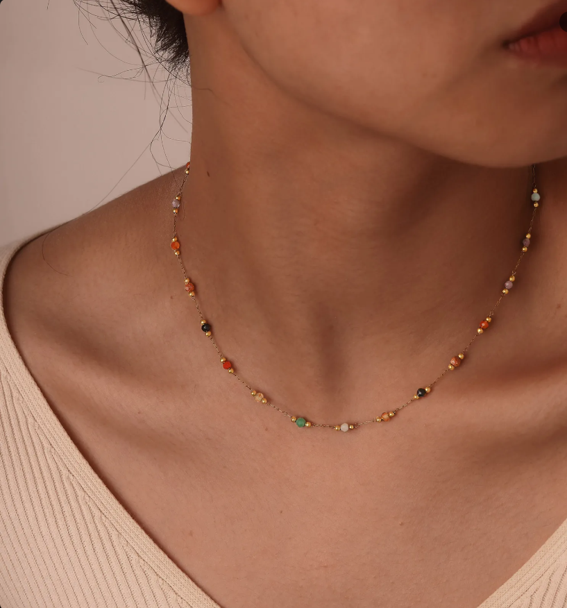 Colorful Natural Stone Beaded Gold-Plated Jewelry