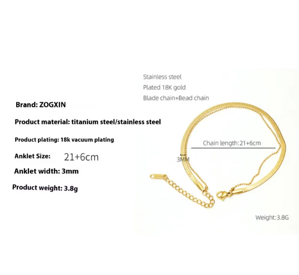 Women's 18K Gold Plated Titanium Steel Anklet
