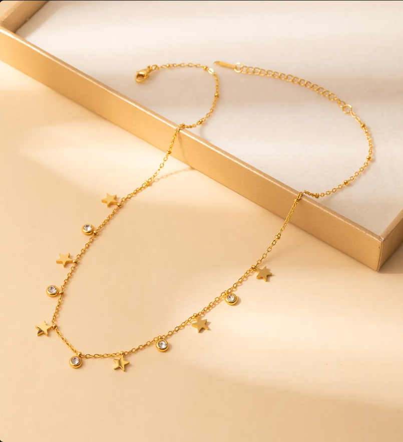 Gold Plated Sun Pendant Necklace for Women – Elegant Stainless Steel Celestial Jewelry