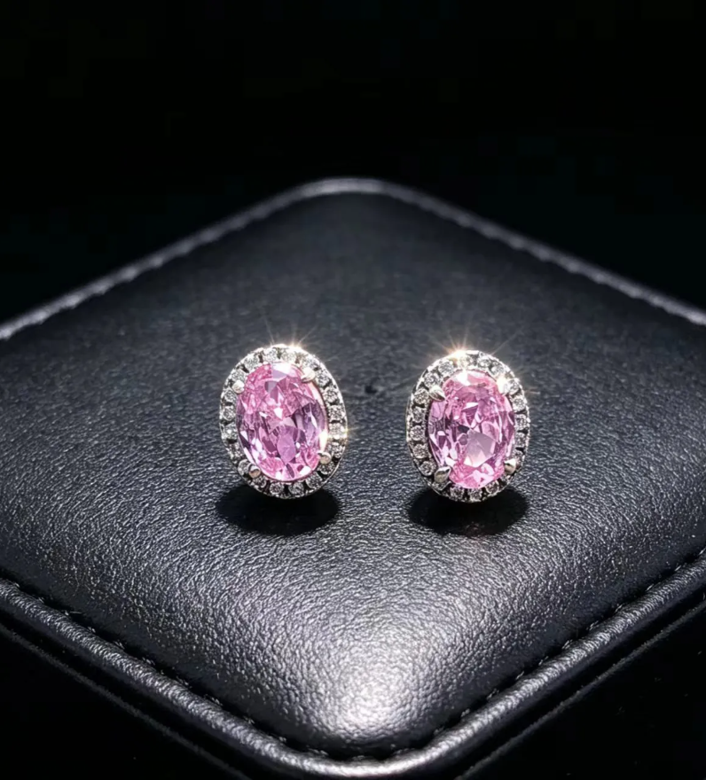 Gold Oval White Rhinestone Earrings for Women – Elegant Vintage Jewelry