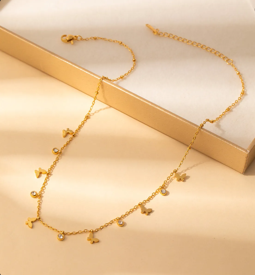 Gold Plated Sun Pendant Necklace for Women – Elegant Stainless Steel Celestial Jewelry