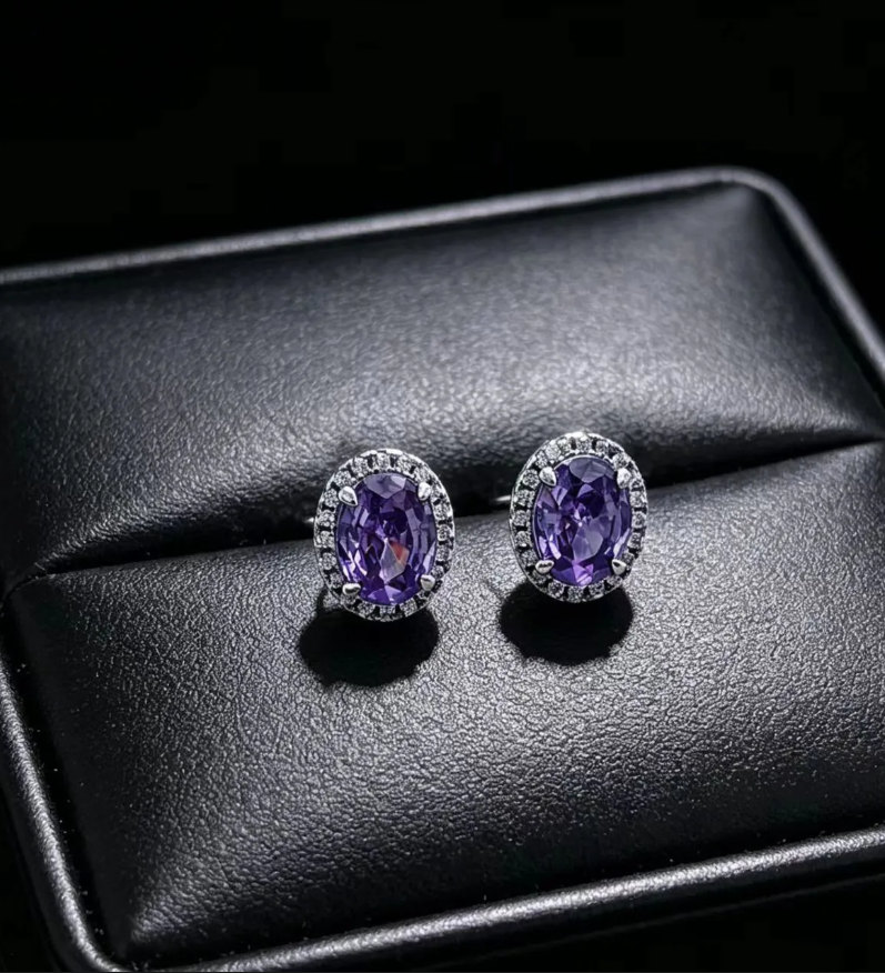 Gold Oval White Rhinestone Earrings for Women – Elegant Vintage Jewelry