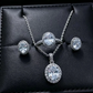 Gold Oval White Rhinestone 3-Piece Jewelry Set for Women – Elegant Necklace, Earrings & Ring