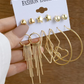 Women’s Gold-Tone Big Hoop Earrings with Faux Pearl Detail – Vintage Style