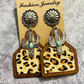 Women’s Western Boho Cowhide Leather & Horsehair Dangle Earrings – Cactus & Turquoise Styles