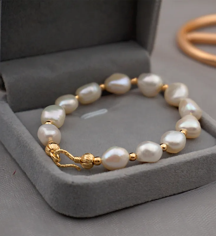 Women's Gold-Plated Baroque Freshwater Pearl Drop Earrings – 5cm