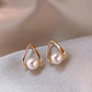 Women’s Gold-Tone Teardrop Faux Pearl Earrings – 925 Silver Posts