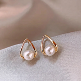 Women’s Gold-Tone Teardrop Faux Pearl Earrings – 925 Silver Posts