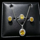 Gold Oval White Rhinestone 3-Piece Jewelry Set for Women – Elegant Necklace, Earrings & Ring