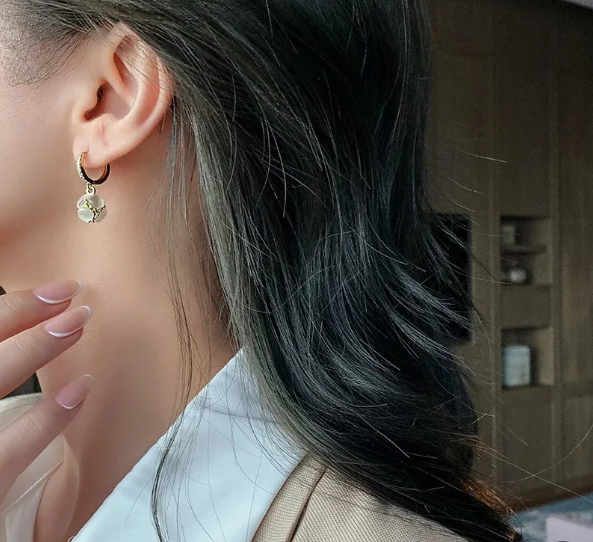 Opal Drop Hoop Earrings for Women