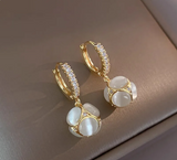 Opal Drop Hoop Earrings for Women