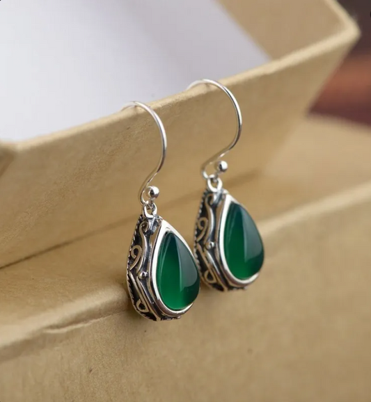 Red Vintage Water Drop Hook Earrings for Women – Antique Filigree Dangle Jewelry