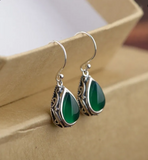 Red Vintage Water Drop Hook Earrings for Women – Antique Filigree Dangle Jewelry