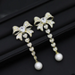 Zircon Bow Pearl Drop Earrings for Women