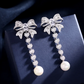 Zircon Bow Pearl Drop Earrings for Women