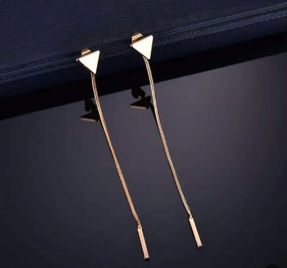Minimalist Triangle Tassel Drop Earrings for Women