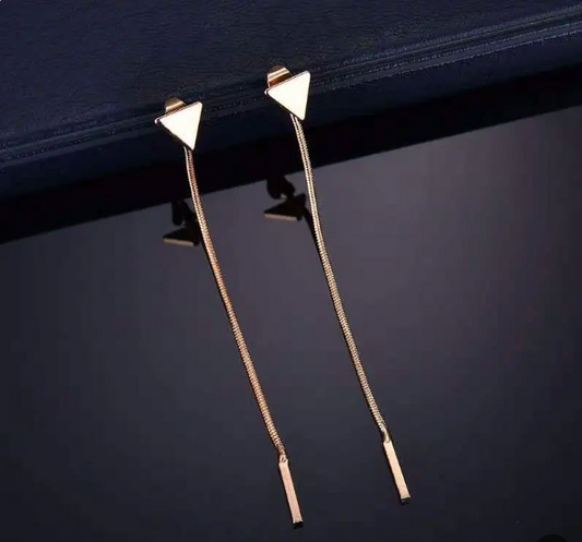 Minimalist Triangle Tassel Drop Earrings for Women