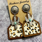 Women’s Western Boho Cowhide Leather & Horsehair Dangle Earrings – Cactus & Turquoise Styles