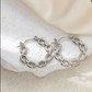 Women’s Silver-Tone Stainless Steel Chain Link Earrings – Minimalist Geometric Style