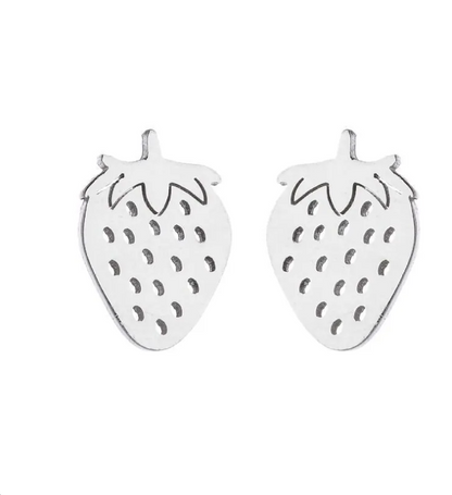 Women’s Stainless Steel Fruit Stud Earrings – Cherry, Apple, Strawberry & More