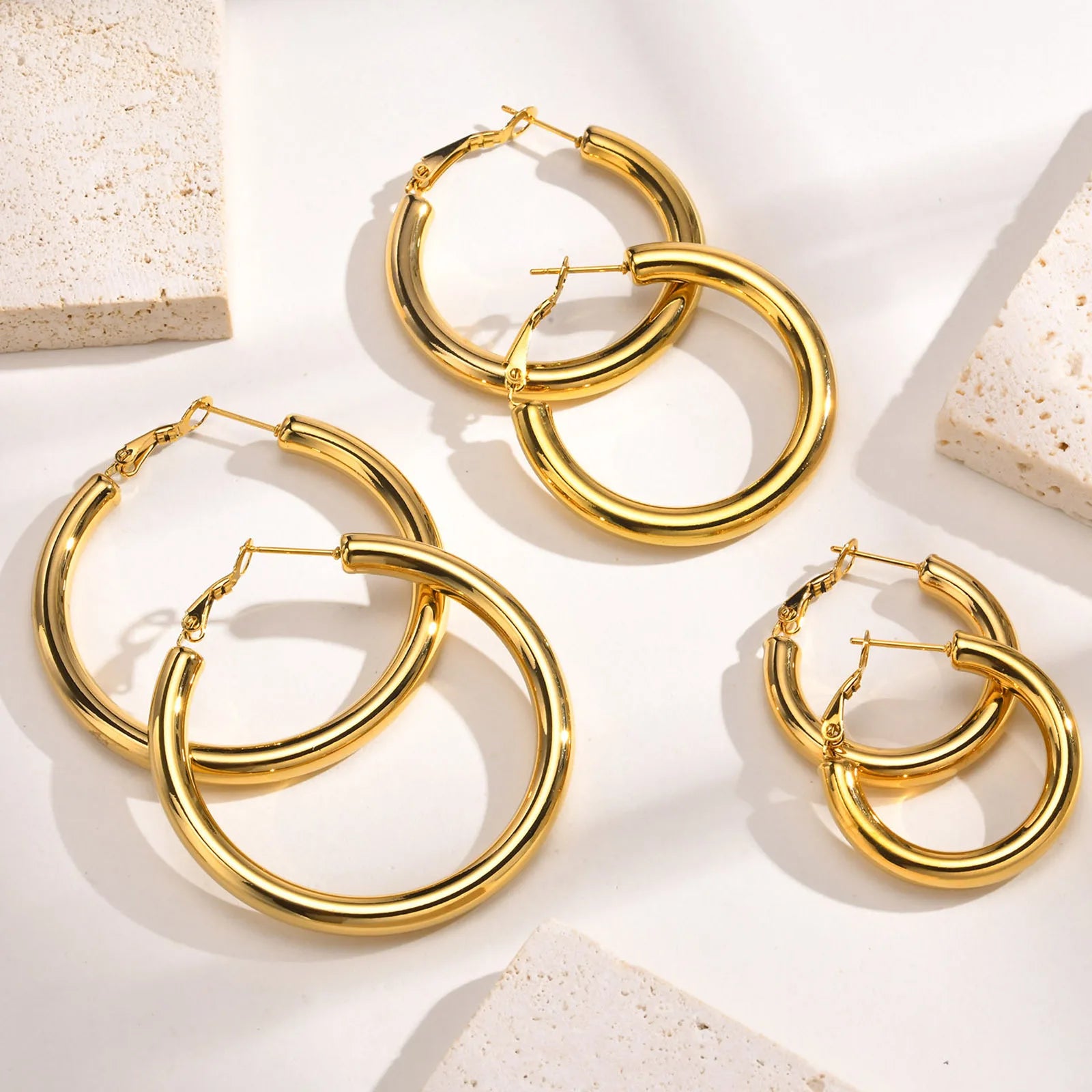30/40/50Mm Circle Hoop Earrings for Women, Classic Stainless Steel 18K Gold Plated Minimalist Jewelry Hypoallergenic