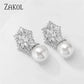 Newest Snowflake Flowers AAA Cubic Zirconia Pearl Drop Earrings for Women Fashion Jewelry Christmas Birthday Gifts EP2917