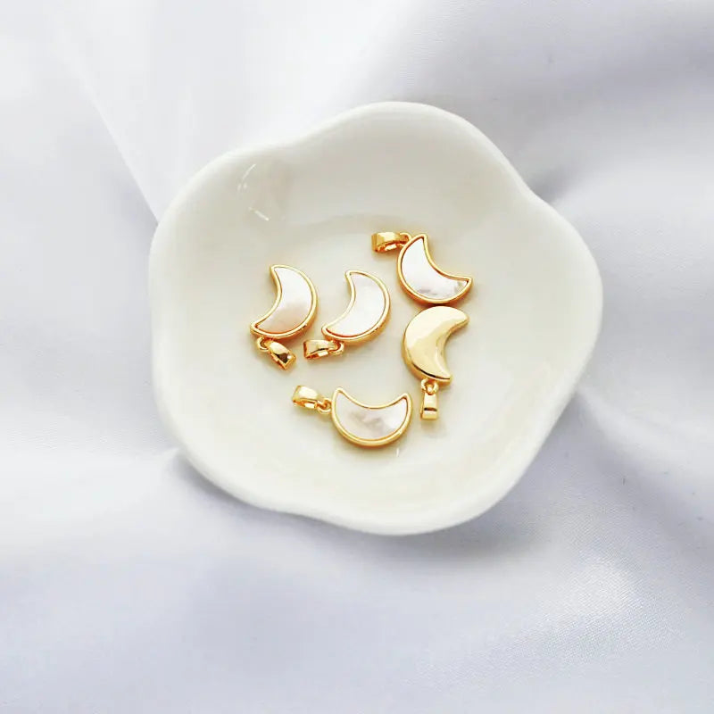 9X19Mm 14K Gold Color Plated Sheel Moon Shape Connect Charms Pendants Jewelry Making Supplies Diy Accessories