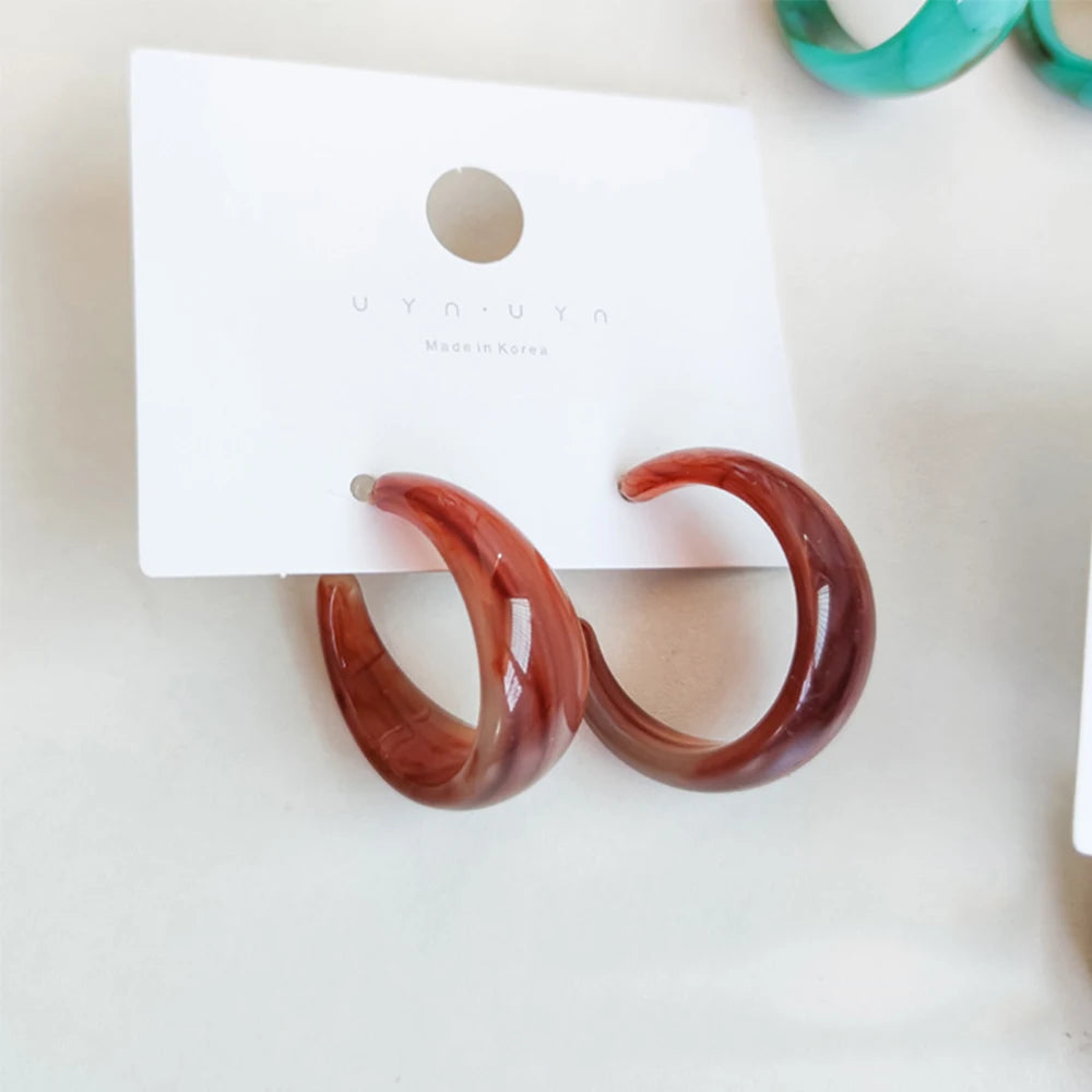 Large C-Shaped Transparent Acrylic Earrings New Design Geometric Hoop Earrings for Women Girls Jewelry Gifts