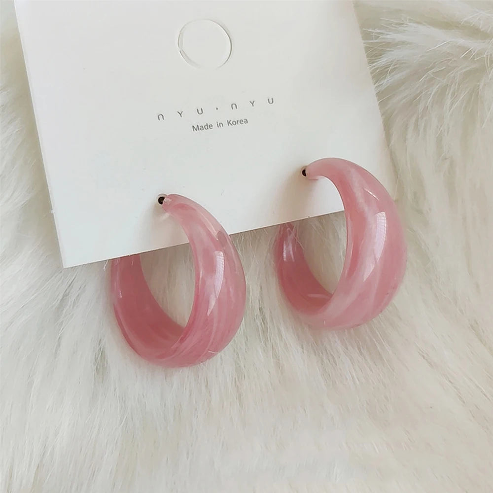 Large C-Shaped Transparent Acrylic Earrings New Design Geometric Hoop Earrings for Women Girls Jewelry Gifts
