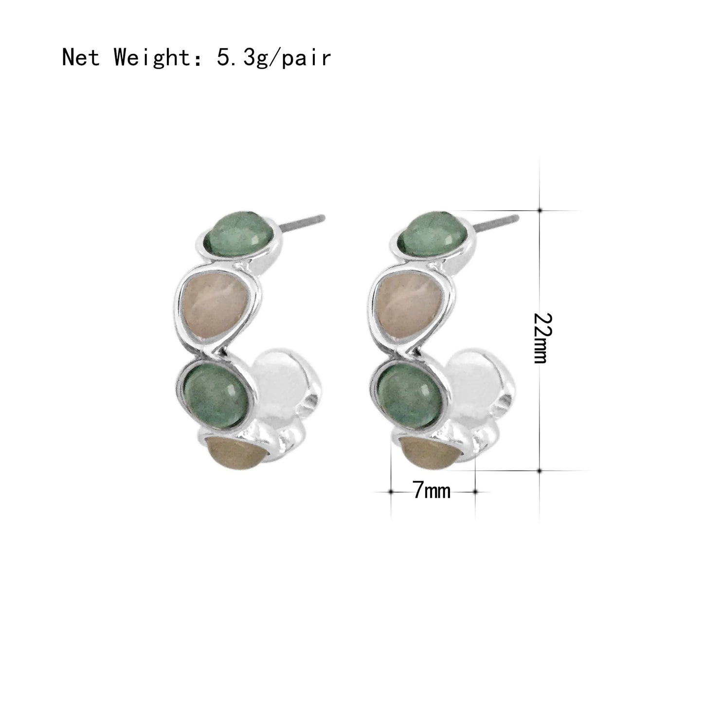 New Fashion Colorful Resin Stone Hoop Earrings for Women Jewelry Cute Hot Sale Hoop Earrings