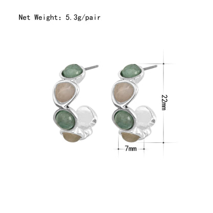 New Fashion Colorful Resin Stone Hoop Earrings for Women Jewelry Cute Hot Sale Hoop Earrings