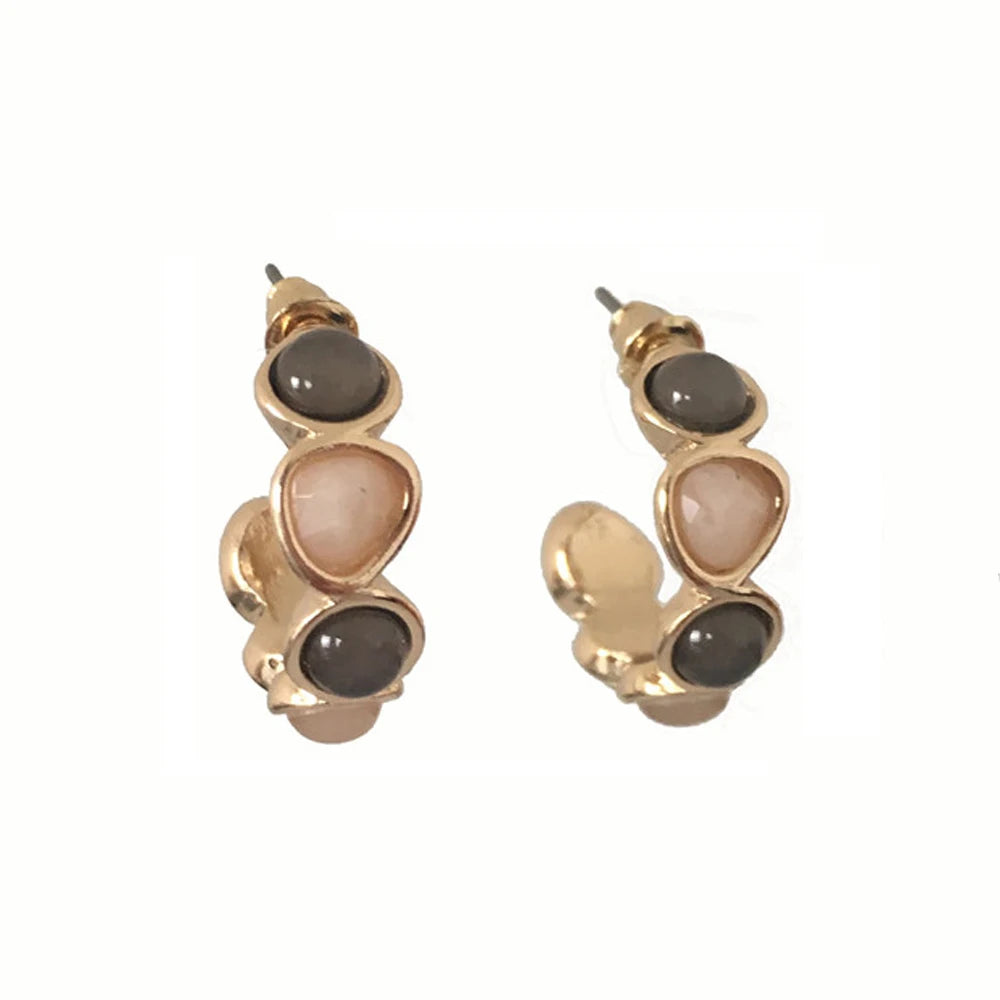 New Fashion Colorful Resin Stone Hoop Earrings for Women Jewelry Cute Hot Sale Hoop Earrings