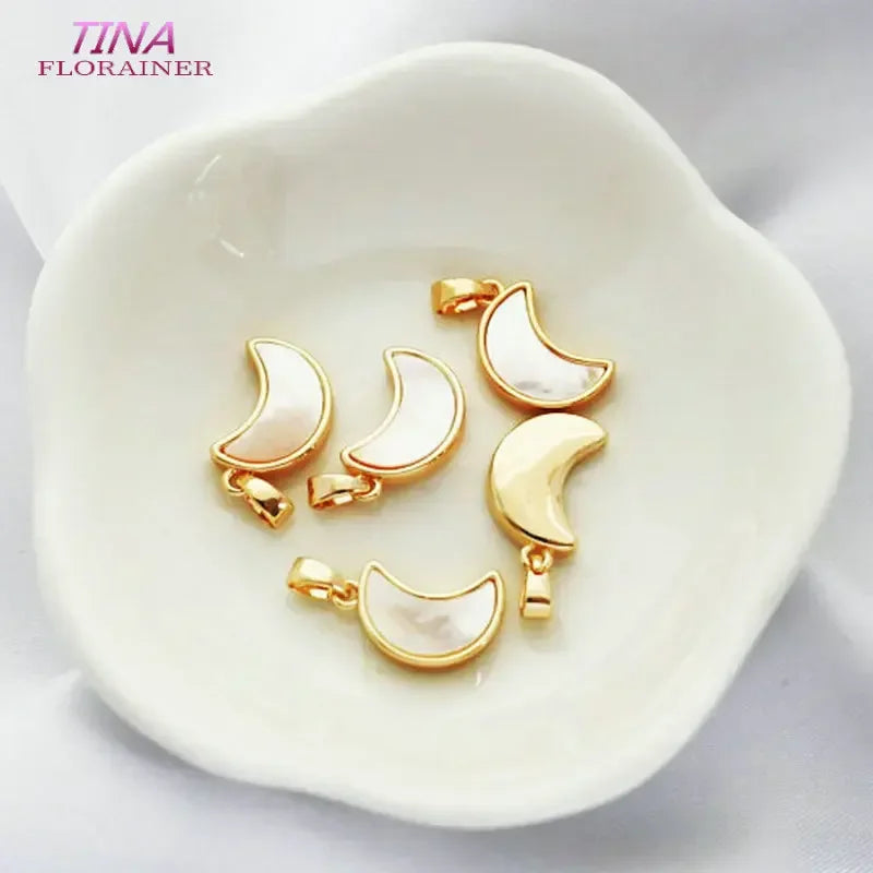 9X19Mm 14K Gold Color Plated Sheel Moon Shape Connect Charms Pendants Jewelry Making Supplies Diy Accessories
