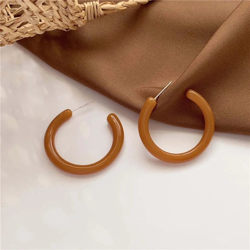 Large C-Shaped Transparent Acrylic Earrings New Design Geometric Hoop Earrings for Women Girls Jewelry Gifts