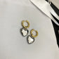 Minimalist Mixed Gold and Silver Heart Pendant Hoop Earrings 