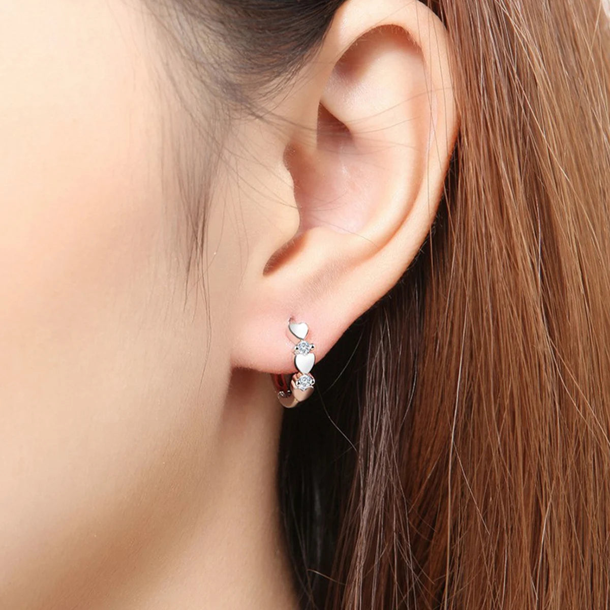 Cute Heart Small Hoop Earrings Women 3 Metal Colors Trendy Girls Ear Circle Earrings Fancy Accessories Statement Jewelry