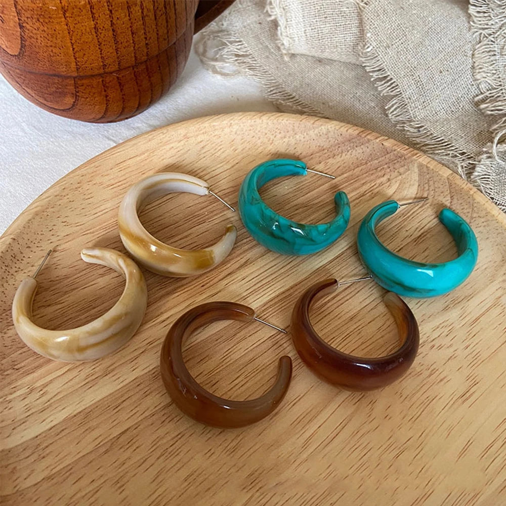 Large C-Shaped Transparent Acrylic Earrings New Design Geometric Hoop Earrings for Women Girls Jewelry Gifts