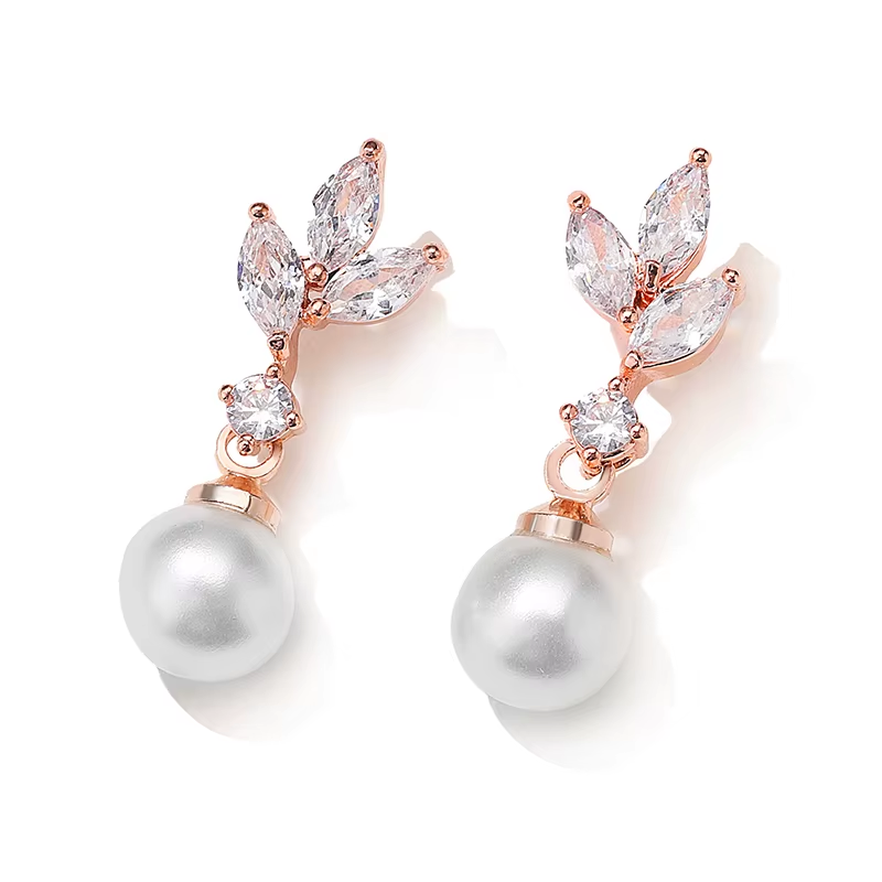 Marquise Zirconia Pearl Drop Earrings