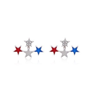 Patriotic American Flag Drop Earrings
