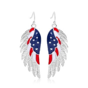 Patriotic American Flag Drop Earrings