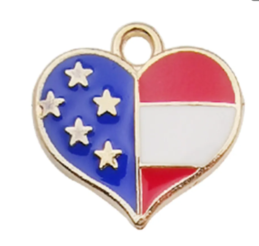 Patriotic USA Flag Charm Pendants for Jewelry Making