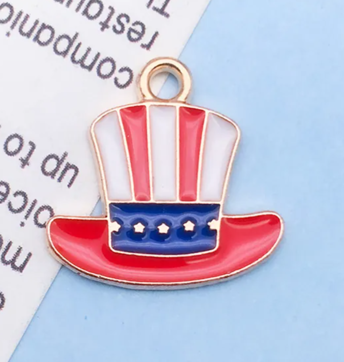 Patriotic USA Flag Charm Pendants for Jewelry Making