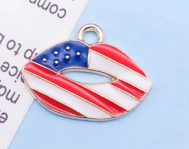 Patriotic USA Flag Charm Pendants for Jewelry Making