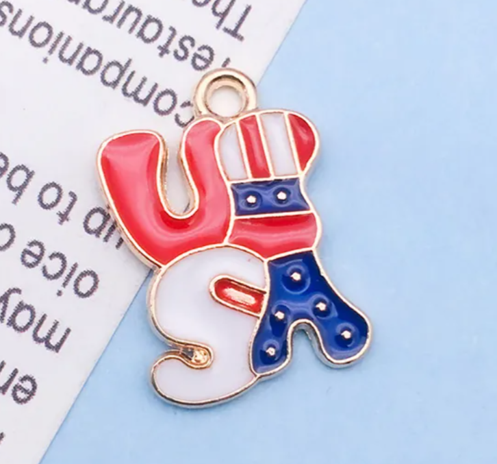 Patriotic USA Flag Charm Pendants for Jewelry Making
