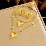 Women’s Stainless Steel Butterfly Heart Jewelry Set – Necklace, Bracelet & Earrings
