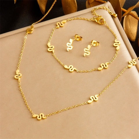Women’s Stainless Steel Butterfly Heart Jewelry Set – Necklace, Bracelet & Earrings