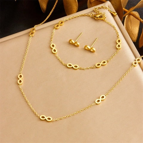 Women’s Stainless Steel Butterfly Heart Jewelry Set – Necklace, Bracelet & Earrings