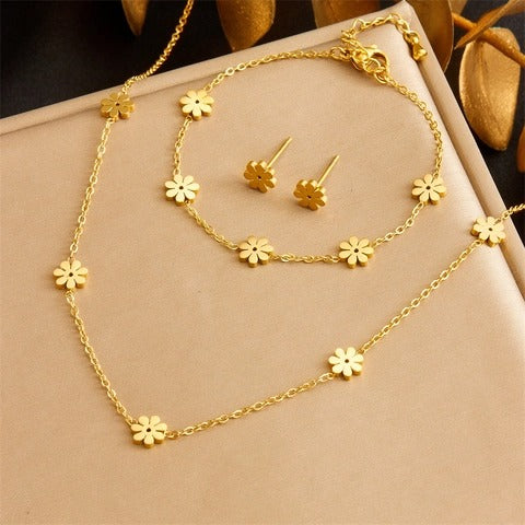 Women’s Stainless Steel Butterfly Heart Jewelry Set – Necklace, Bracelet & Earrings