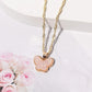 Women’s Minimalist Gold Butterfly Pendant Necklace – Rhinestone & Resin Detail